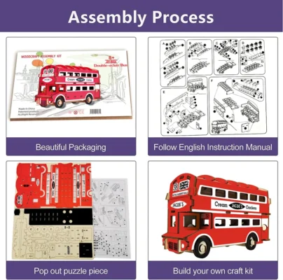 Double Decker Bus - wood puzzles 3d vehicle model